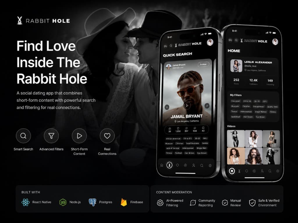 Rabbit Hole dating app — smart search, video profiles, and advanced filters